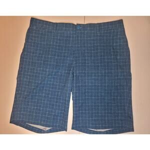NIKE GOLF Mens 38 Blue Plaid Windowpane Dri-FIT Performance Stretch Shorts Flat